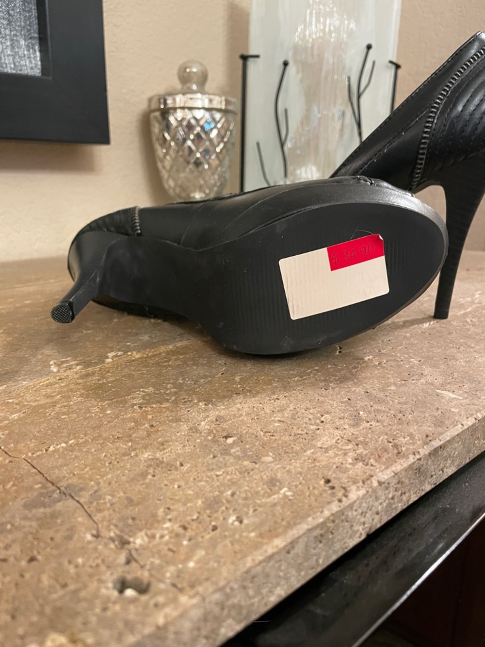 Eva & Zoe Black Peep Toe Heels w/ Zipper Detail Size 8 NWT - Picture 4 of 5